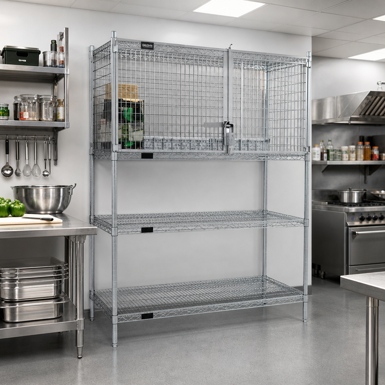 Product image #2 for EAGLEbrite Zinc 60"W x 18"D Security Enclosure Kit with Hinged Doors for Wire Shelving