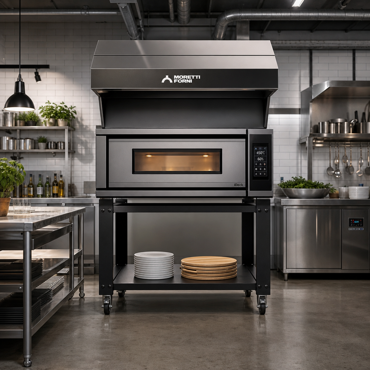Product image #3 for Moretti Forni iDeck iD 72/72 Single Deck Electric Pizza Oven with Stand and Hood