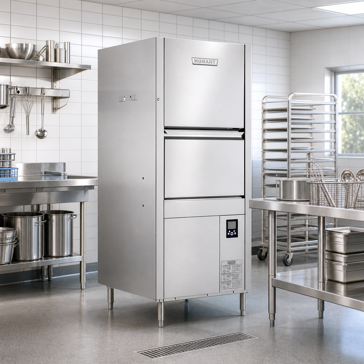 Product image #2 for Hobart Warewash High Temperature Pot, Pan & Utensil Washer, Front Loading Split Door, 10 Sheet Pan Capacity, 480V
