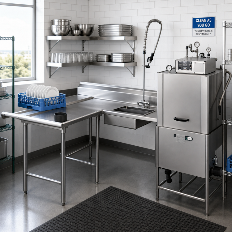 Product image #2 for Spec-Master SDTLL-84-14/3 Island Soiled Dishtable, 84" Machine-to-Corner, Left-to-Right