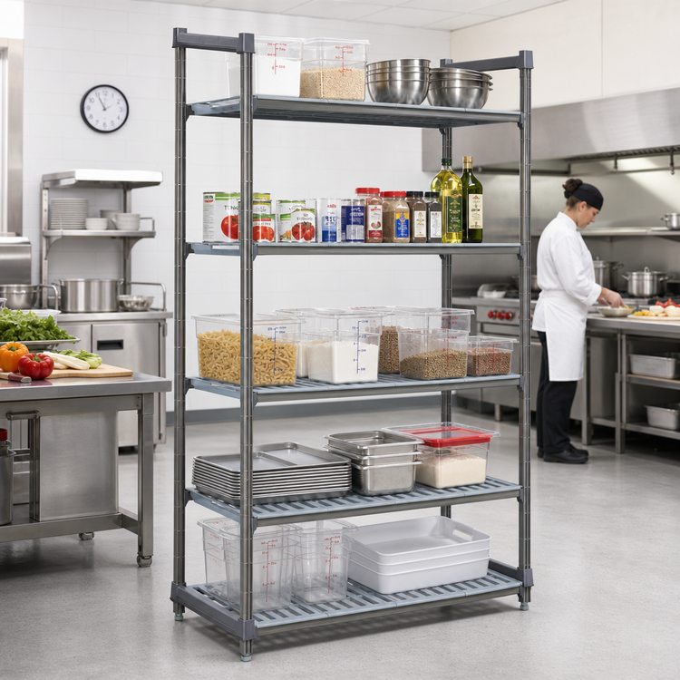 Product image #2 for Cambro Camshelving Basics Plus 21 x 42 x 84-Inch 5-Tier Vented Starter Shelving Unit