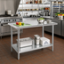 Thumbnail image #2 for Advance Tabco 48-Inch x 30-Inch 304 Stainless Steel Top Work Table with Adjustable Galvanized Undershelf