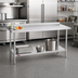 Thumbnail image #2 for Duke Deluxe 60 x 36 Inch 16-Gauge 300 Series Stainless Steel Work Table with 1-1/8 Inch Straight Riser and Stainless Undershelf