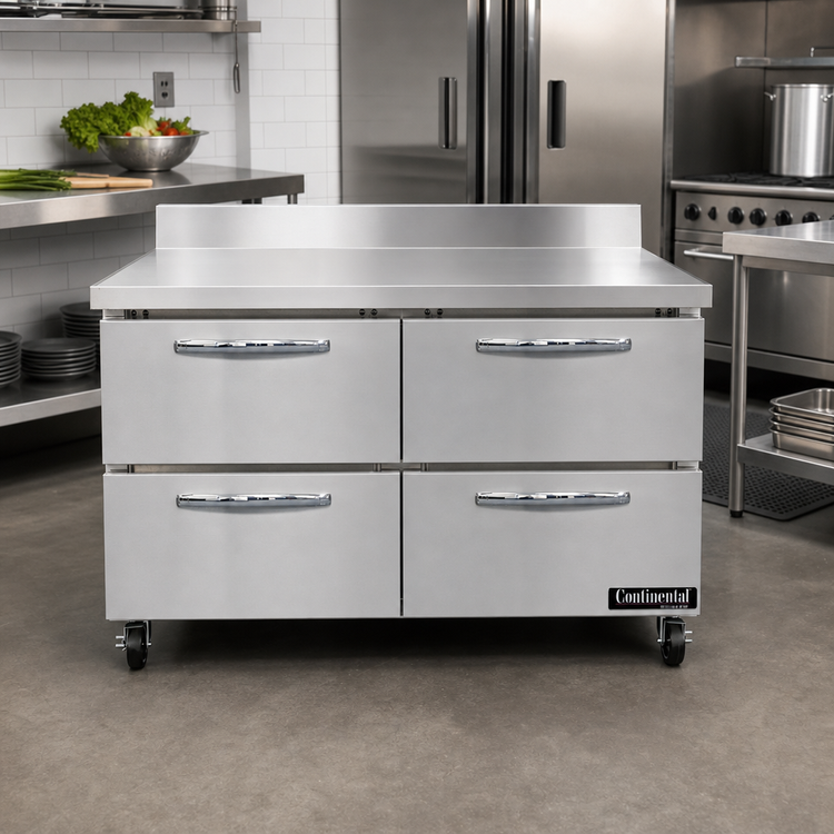 Product image #2 for Continental Refrigerator SWF48NBS-D 48" 2-Section Worktop Freezer with Drawers and Backsplash