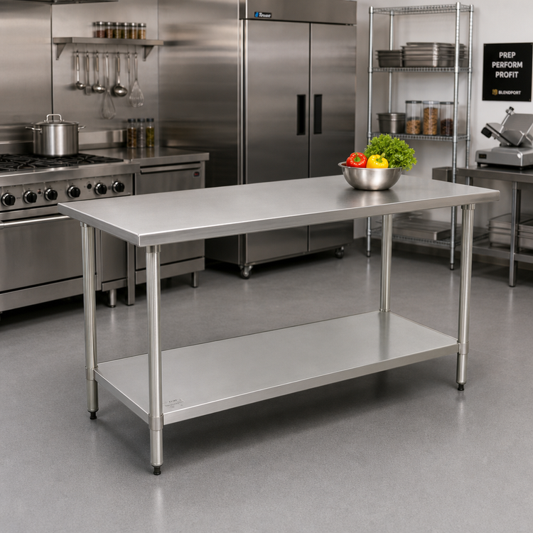 Product image #2 for BlendPort Deluxe Series 72-Inch W x 24-Inch D 16-Gauge Stainless Steel Work Table with Adjustable Undershelf