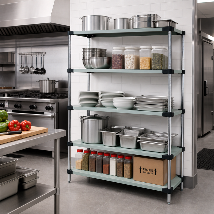 Product image #2 for Quantum 60-Inch W x 18-Inch D x 74-Inch H 5-Shelf Solid Stainless Steel Shelving Starter Kit