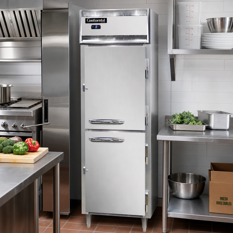 Product image #2 for Continental Refrigerator D1FSNSSHD Designer Line One-Section Shallow Depth Reach-In Freezer with Half-Height Solid Doors