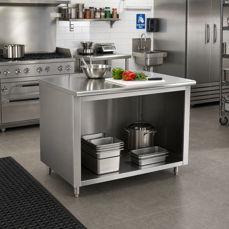 Product image #2 for Advance Tabco Special Value Series 72-Inch x 30-Inch Flat Top Stainless Steel Open Base Work Table