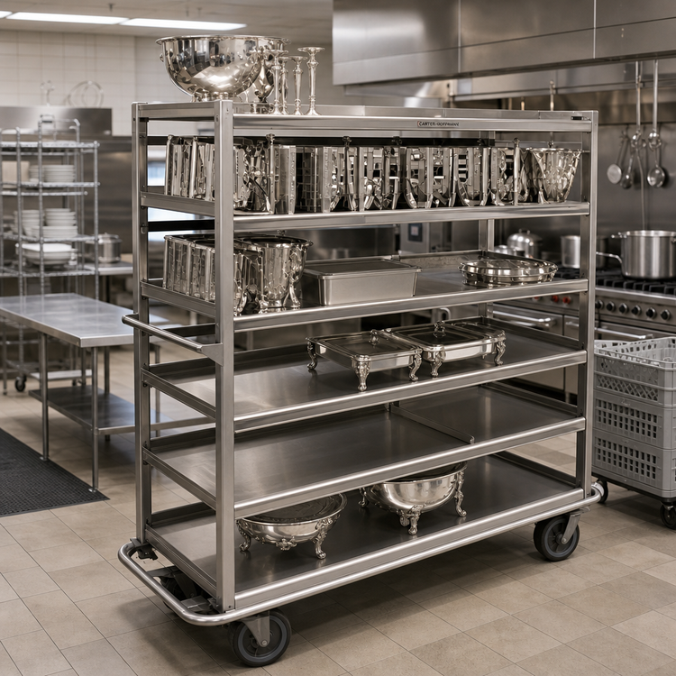 Product image #2 for Carter-Hoffmann T660 Queen Mary 6-Shelf Stainless Steel China & Silver Transporter