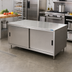 Thumbnail image #2 for 72-Inch x 36-Inch Stainless Steel Chef Table with Cabinet Base and Sliding Doors