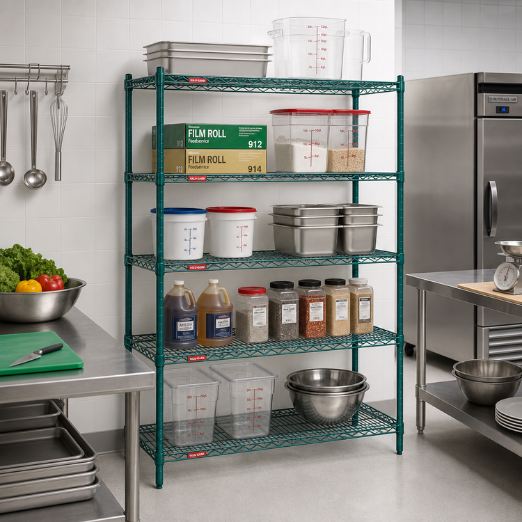 Product image #2 for Eagle Group Valu-Gard 5-Tier Stationary Starter Wire Shelving Unit, 48W x 18D x 86H