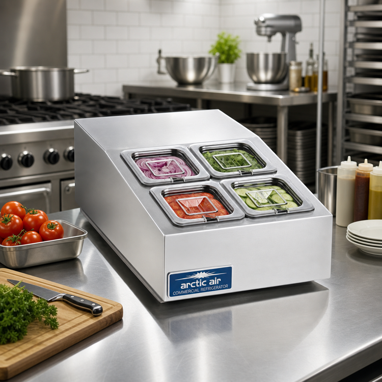 Product image #2 for Arctic Air ACP4SQ Compact Refrigerated Countertop Prep Unit, 15 Inch Wide, 4 x 1/6 Pan Capacity