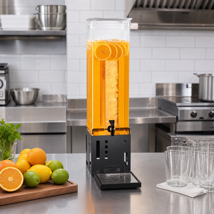 Product image #2 for Cal-Mil Squared 1.5 Gallon Beverage Dispenser with Infusion Chamber and Drip Tray