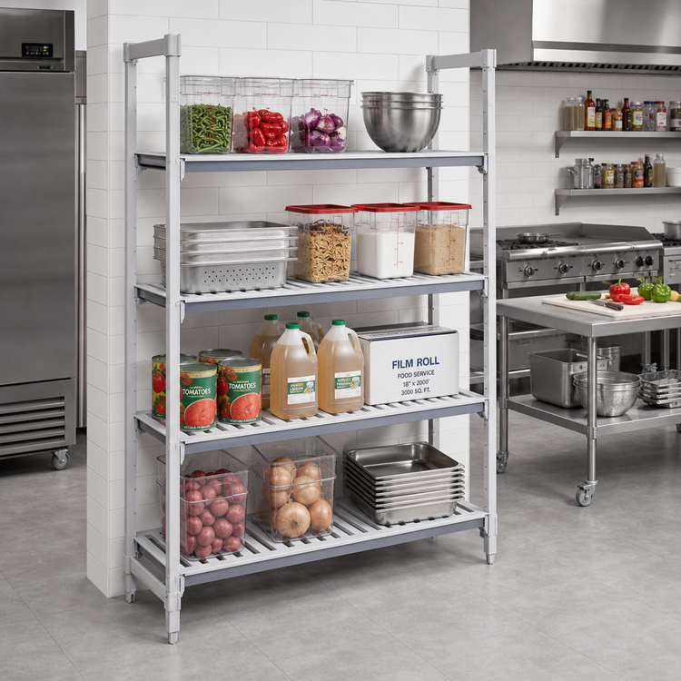 Product image #2 for Camshelving® Elements XTRA Universal Vented Shelf Kit — 4 Shelves, 18 in. D x 60 in. L (Speckled Gray)