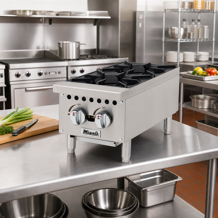 Product image #2 for Competitor Series® Heavy-Duty 12-Inch 2-Burner Countertop Gas Hot Plate