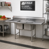 Thumbnail image #2 for Eagle Group 414 Series Two-Compartment Stainless Steel Sink with Dual Drainboards, 76 Inch