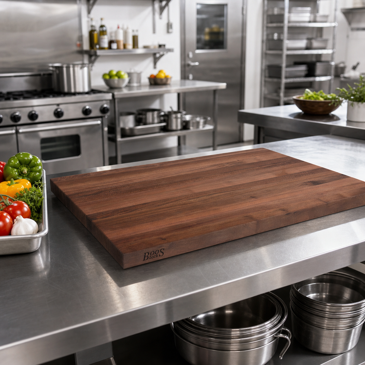 Product image #2 for John Boos Boos Block 18" x 25" American Black Walnut Edge Grain Kitchen Countertop with Varnique Finish