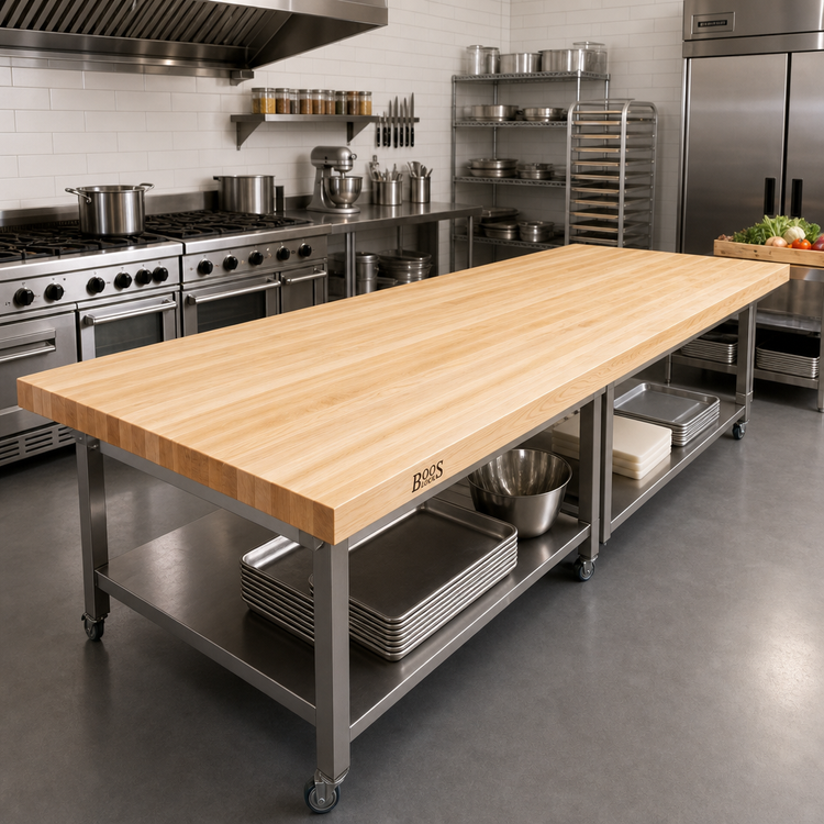 Product image #2 for John Boos Boos Block Northern Hard Rock Maple Kitchen Countertop, 144 x 42 Inch, 1-1/2 Inch Thick, Edge Grain, Penetrating Oil Finish