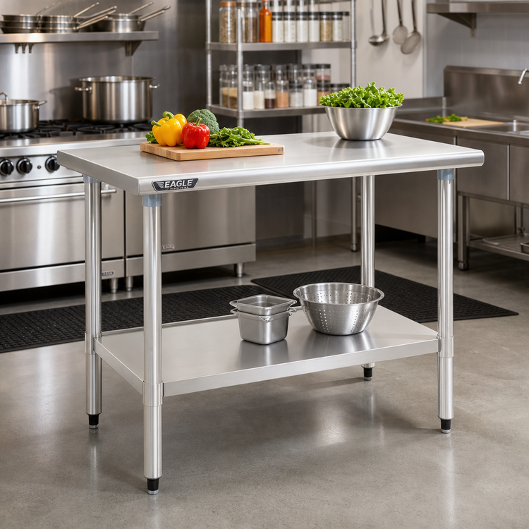 Product image #2 for Eagle Deluxe Series 60-Inch x 30-Inch 16-Gauge Stainless Steel Work Table with Adjustable Undershelf