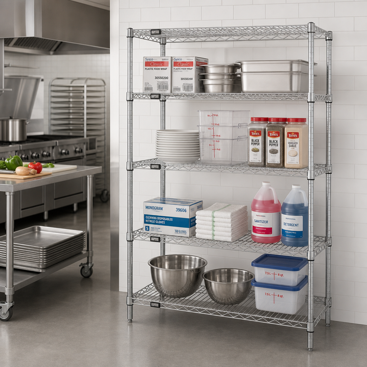 Product image #2 for Quantum Chrome Plated Wire Shelving Starter Kit, 36W x 12D x 86H, 4 Shelves