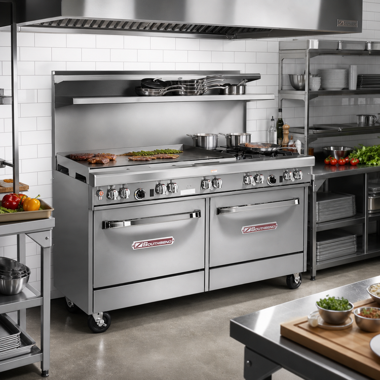 Product image #2 for Southbend Ultimate 60-Inch Gas Restaurant Range with 48-Inch Griddle, Convection Oven and Cabinet Base