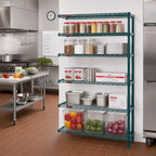 Thumbnail image #2 for Eagle Group Valu-Gard A5-86-2148VG 5-Tier Add-On Wire Shelving Unit, 48W x 21D x 86H, Green Epoxy