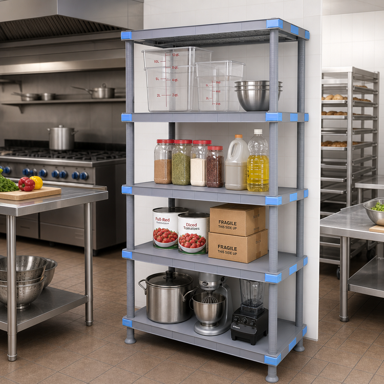 Product image #2 for Millenia Polymer Stationary Starter Shelving Unit, 36"W x 21"D x 62"H, Gray, 4 Solid Shelves