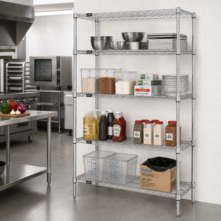 Product image #2 for Quantum 4-Shelf Wire Shelving Starter Kit, 54-Inch Wide x 14-Inch Deep x 74-Inch High