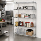 Thumbnail image #2 for Quantum WR74-1454C 4-Shelf Wire Shelving Starter Kit, Stationary Chrome Finish, 54"W x 14"D x 74"H