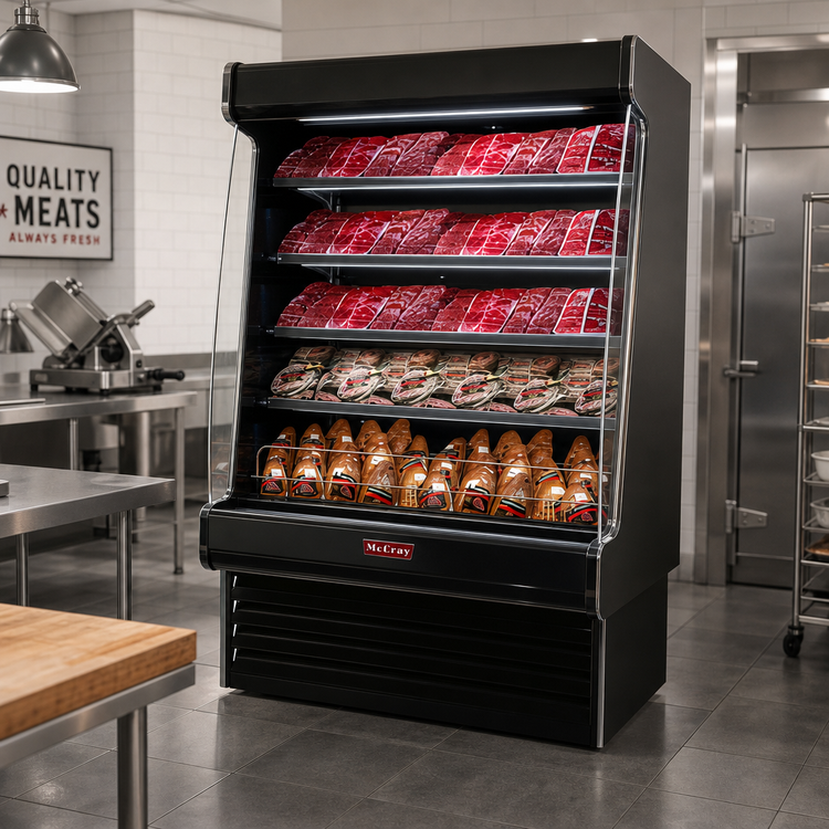 Product image #2 for Howard-McCray 35E Series Packaged Meats Open Merchandiser, 63-Inch Wide Vertical Case, Remote Refrigeration, LED Shelves, Black