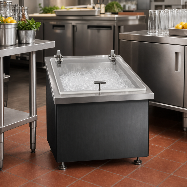 Product image #2 for Portable Insulated Single Ice Well with Clear Acrylic Lid, Brushed Aluminum, Black Finish