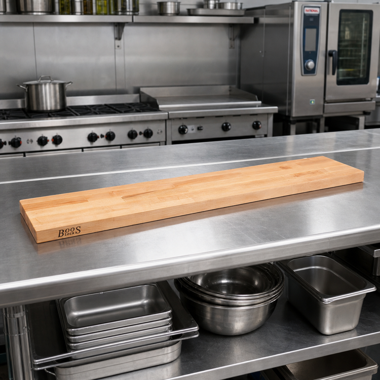 Product image #2 for John Boos Steam Table Cutting Board, 48 x 8 x 1-3/4 Inch, Edge Grain Northern Hard Rock Maple
