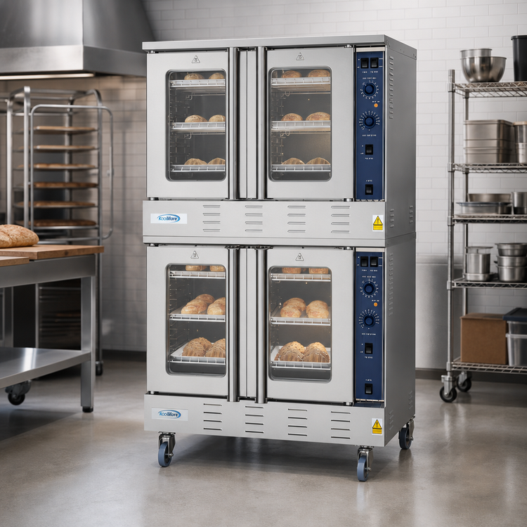 Product image #3 for KoolMore 38-Inch Full-Size Double-Deck Natural Gas Commercial Convection Oven with Dual Glass Doors