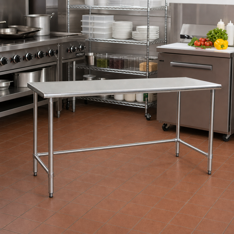 Product image #2 for BlendPort Deluxe Series 30 x 24 Inch Stainless Steel Work Table with Flat Top and Tubular Base