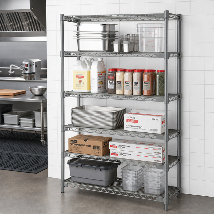 Product image #2 for Eagle Group Valu-Master 5-Tier Add-On Wire Shelving Unit, 48 x 18 x 74 Inches, Pewter Gray Epoxy