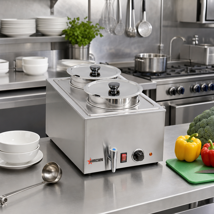 Product image #2 for Stainless Steel Double Countertop Wet Food Warmer, 2 x 8-Liter, 120V