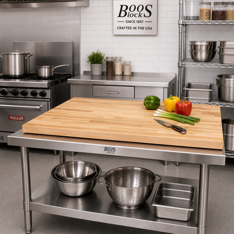 Product image #2 for John Boos Boos Block Blended Rail Edge Grain Maple Kitchen Countertop, 36 x 30 x 1-1/2 Inch, No Backsplash, Oil Finish