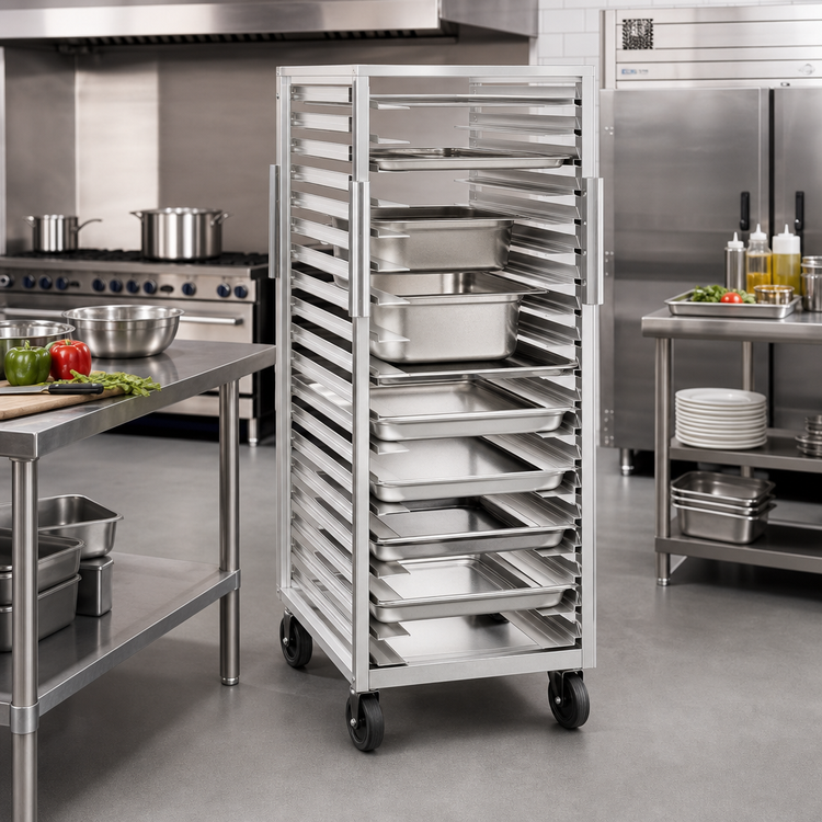 Product image #2 for Dinex Mobile Full-Height Aluminum Tray Rack, 17-Pan Capacity