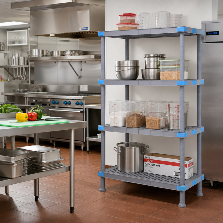Product image #2 for Millenia Stationary 4-Shelf Polymer Starter Shelving Unit, 42"W x 21"D x 86"H, Gray
