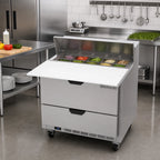 Thumbnail image #3 for Beverage Air SPED36HC-10C-2 36-Inch 2-Drawer Sandwich Top Refrigerated Prep Table, 10-Pan, Stainless Steel, Self-Contained