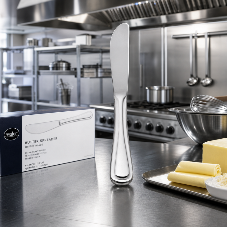Product image #2 for Avalon 6-3/4-Inch Offset Blade Butter Spreader, Extra-Heavy Weight, 18/8 Stainless Steel, Mirror Finish