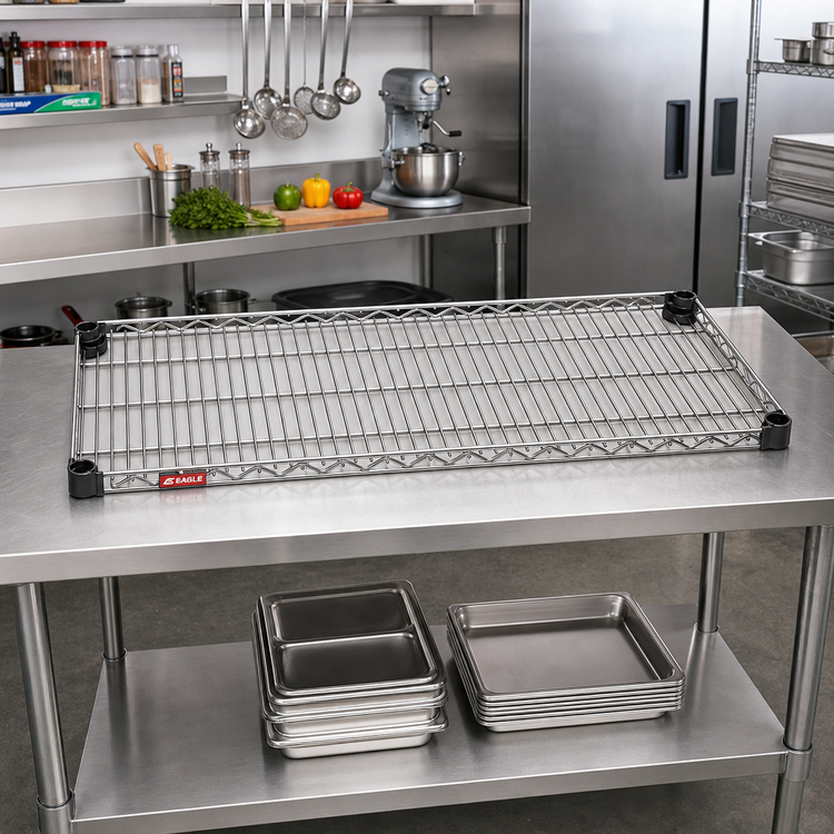 Product image #2 for Eagle Group QuadTruss Quad-Adjust 48 Inch x 24 Inch Stainless Steel Reverse Mat Wire Shelf