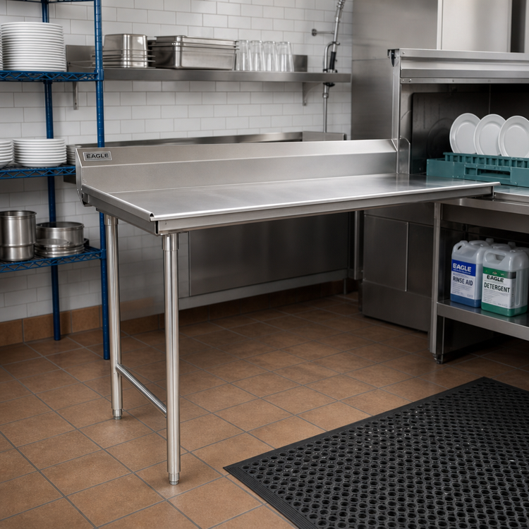 Product image #2 for Eagle Group Straight Clean Dishtable, 72 Inch x 30 Inch, Right-to-Left Operation, 16 Gauge 304 Stainless Steel Top