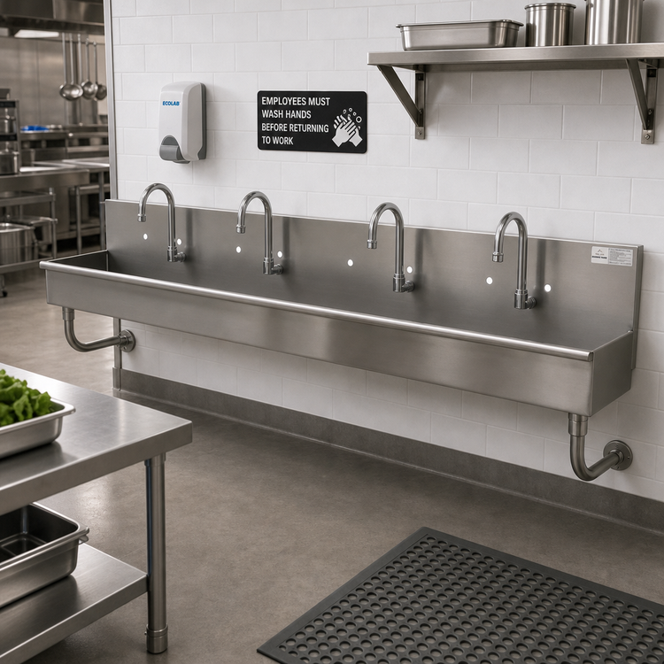 Product image #2 for Advance Tabco 4-Station ADA Wall Mounted Multiwash Hand Sink, 80 Inch, 304 Stainless Steel