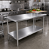Thumbnail image #2 for John Boos Stallion 120 Inch x 30 Inch 14 Gauge 300 Series Stainless Steel Flat Top Work Table with Adjustable Undershelf