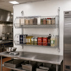 Thumbnail image #2 for Quantum CAN-34-204812BC-PWB Wall-Mounted Cantilever Basket Rack with 2 Wire Baskets, 48 x 20 x 34 Inches, Chrome-Plated