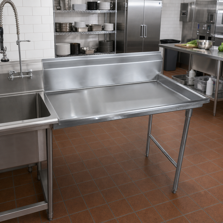 Product image #2 for Advance Tabco Clean Straight Dish Table, Right-Side Attachment, 119 x 30 Inches
