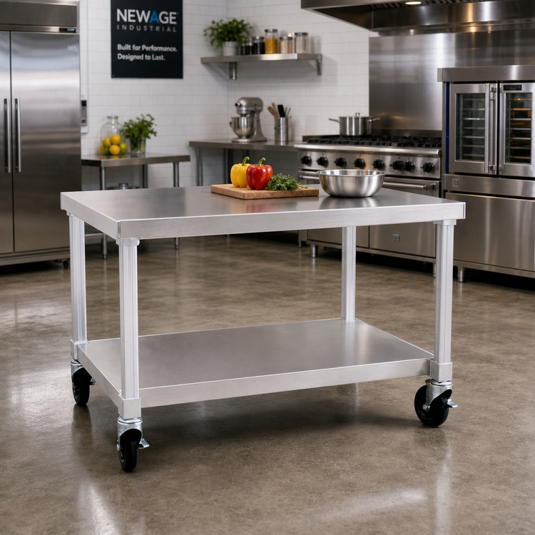 Product image #2 for New Age 48 Inch Wide x 30 Inch Deep Aluminum Equipment Stand with 12-Gauge Removable Top and Open Base