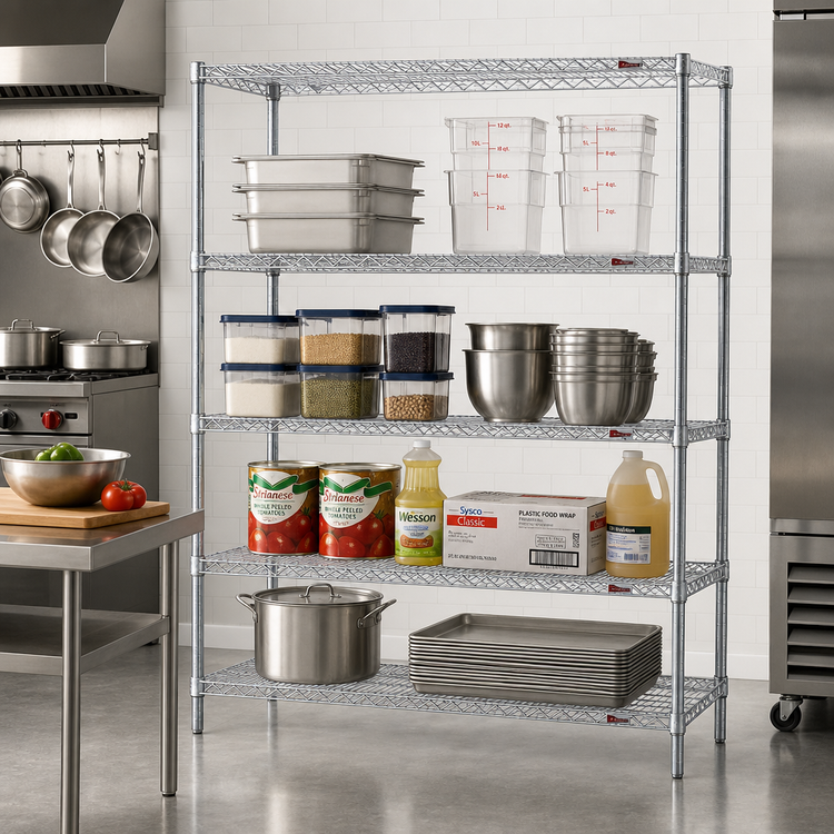 Product image #2 for EAGLEbrite 4-Tier Starter Stationary Wire Shelving Unit, 72"W x 21"D x 63"H, Zinc Finish