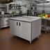 Thumbnail image #2 for Advance Tabco HF-SS-243 Enclosed Work Table with Cabinet Base and Hinged Doors, 36 x 24 Inch, 14 Gauge 304 Stainless Steel Top